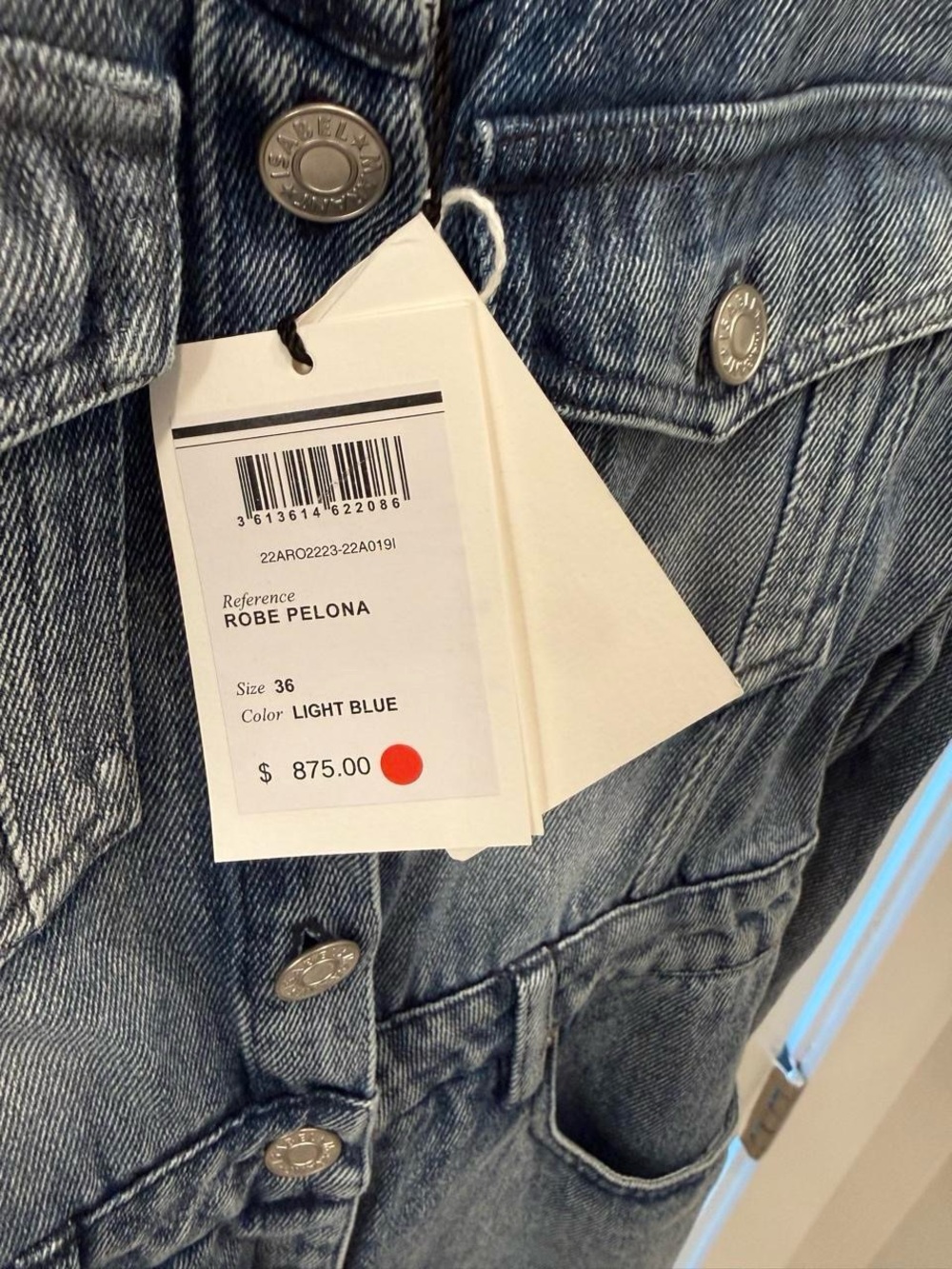 Isabel Marant NWT Women’s Pelona Cold-Shoulder Denim Mini Dress “Light Blue” - Picture 8 of 9